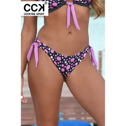 Kép 2/3 - Szürke-lila-fehér pöttyös, hagyományos fazonú, megkötős bikini alsó