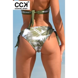 Kép 1/3 - Zöld pálma mintás, hagyományos fazonú, megkötős bikini alsó