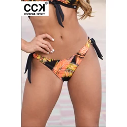 Kép 2/3 - Fekete-narancs pálma mintás, hagyományos fazonú, megkötős bikini alsó