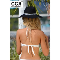 Kép 3/3 - Törtfehér fényes, anyagában cikk-cakk mintás, , push up bandeau bikini felső