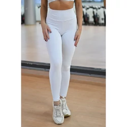 Kép 2/4 - Fehér basic magasderekú női fitness sport leggings