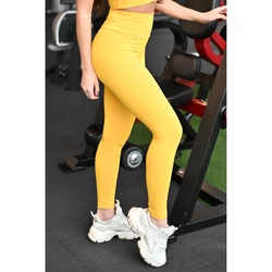 Kép 1/3 - Napsárga basic magasderekú női fitness sport leggings