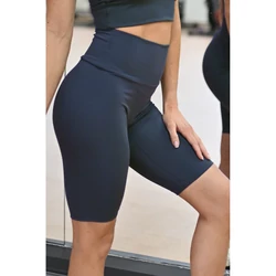 Kép 2/3 - Grafitszürke basic, magasderekú női fitness biciklis short
