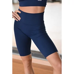 Kép 1/3 - Sötétkék basic, magasderekú női fitness biciklis short