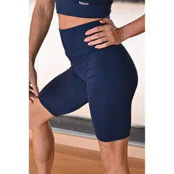 Kép 2/3 - Sötétkék basic, magasderekú női fitness biciklis short