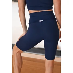 Kép 3/3 - Sötétkék basic, magasderekú női fitness biciklis short