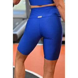 Kép 3/3 - Királykék fényes, magasderekú női fitness biciklis short