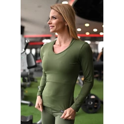 Kép 2/3 - Fitnesz hosszú ujjú felső, khakizöld (oliva)