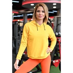 Kép 1/3 - Kapucnis fitnesz felső, napsárga