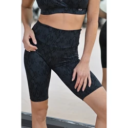 Kép 2/3 - Fekete kígyómintás, magasderekú női fitness biciklis short
