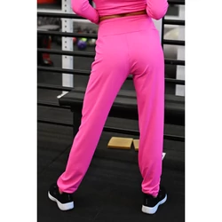 Kép 3/3 - Pink (rosa shocking) basic magasderekú női melegítő nadrág
