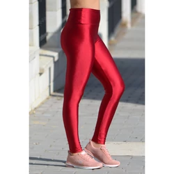 Kép 1/3 - Bordó fényes magasderekú női fitness sport leggings