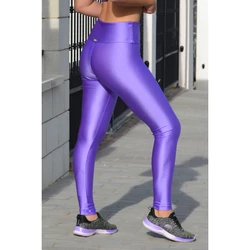 Kép 1/2 - Milky lila fényes magasderekú női fitness sport leggings