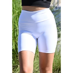 Kép 1/3 - Fehér basic, magasderekú női fitness középhosszú short