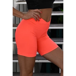 Kép 4/4 - Neon korall (rio) basic, húzott fenekű, V derekú női középhosszú short