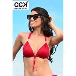 Kép 1/3 - Bordó basic, kellékes, push up háromszög formakosaras bikini felső