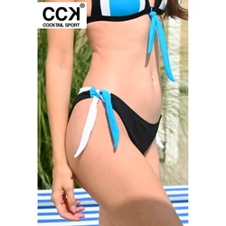Kép 3/3 - Fekete-fehér-türkizkék, tricolor brazil tanga fazonú bikini alsó.