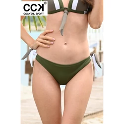Kép 2/3 - Oliva-fehér-terra, tricolor brazil tanga fazonú bikini alsó.