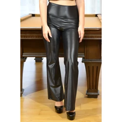 Kép 4/11 - Fekete extra fényes, csiszolt, magasderekú, bő szárú leggings