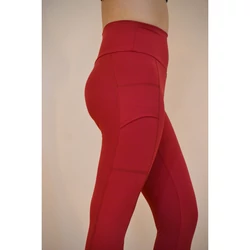 Kép 6/7 - Zsebes, basic magasderekú női fitness sport leggings, bordó (fresa)