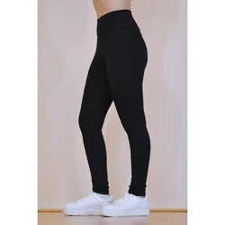 Kép 3/7 - Zsebes, basic magasderekú női fitness sport leggings, fekete