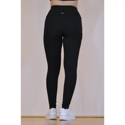 Kép 5/7 - Zsebes, basic magasderekú női fitness sport leggings, fekete