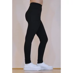Kép 1/7 - Zsebes, basic magasderekú női fitness sport leggings, fekete