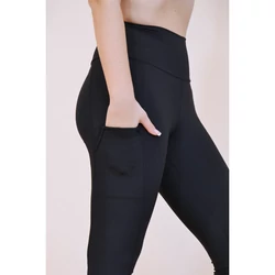Kép 7/7 - Zsebes, basic magasderekú női fitness sport leggings, fekete