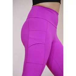 Kép 2/10 - Zsebes, basic magasderekú női fitness sport leggings, fukszia