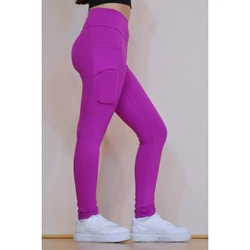 Kép 3/10 - Zsebes, basic magasderekú női fitness sport leggings, fukszia