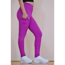 Kép 10/10 - Zsebes, basic magasderekú női fitness sport leggings, fukszia