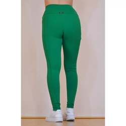 Kép 2/8 - Zsebes, basic magasderekú női fitness sport leggings, fűzöld