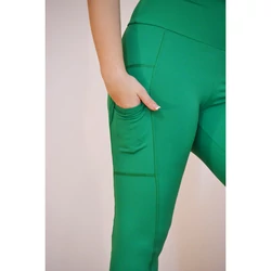 Kép 5/8 - Zsebes, basic magasderekú női fitness sport leggings, fűzöld