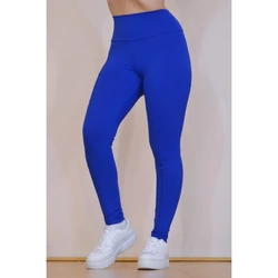 Kép 4/8 - Zsebes, basic magasderekú női fitness sport leggings, királykék