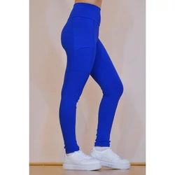Kép 7/8 - Zsebes, basic magasderekú női fitness sport leggings, királykék