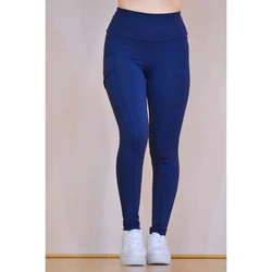Kép 4/9 - Zsebes, basic magasderekú női fitness sport leggings, sötétkék
