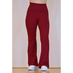 Kép 5/13 - Bordó (fresa) basic magasderekú, bő szárú leggings