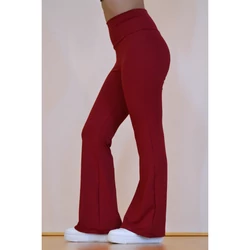 Kép 6/13 - Bordó (fresa) basic magasderekú, bő szárú leggings