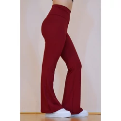 Kép 10/13 - Bordó (fresa) basic magasderekú, bő szárú leggings