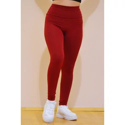 Kép 3/7 - Bordó (fresa) basic magasderekú női fitness sport leggings