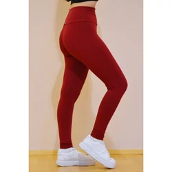 Kép 7/7 - Bordó (fresa) basic magasderekú női fitness sport leggings