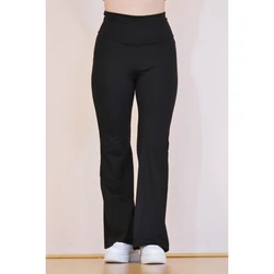 Kép 2/8 - Fekete basic magasderekú, bő szárú leggings