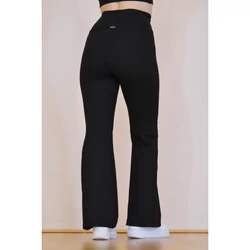 Kép 4/8 - Fekete basic magasderekú, bő szárú leggings