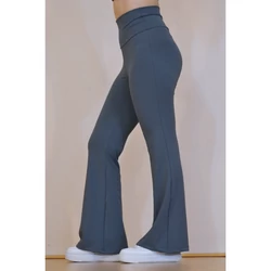 Kép 4/6 - Galambszürke basic magasderekú, bő szárú leggings