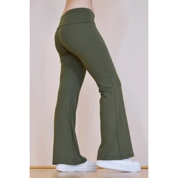 Kép 1/7 - Khakizöld basic magasderekú, bő szárú leggings