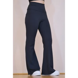 Kép 7/8 - Grafitszürke basic magasderekú, bő szárú leggings