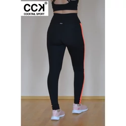 Kép 3/3 - Fekete - neon korall (rio) basic betétes leggings