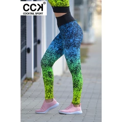 Kép 2/3 - "Splash" magasderekú női fitnesz leggings, kék színátmenetes