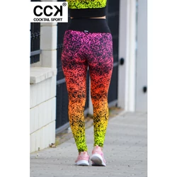 Kép 3/3 - "Splash" magasderekú női fitnesz leggings, korall színátmenetes