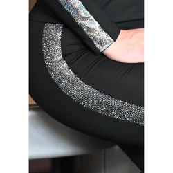 Kép 2/5 - Fekete hologram oldal betétes, magasderekú női fitness sport leggings